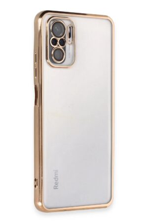 Xiaomi Redmi Note 10 Kılıf Lensli Silikon - Gold-(5796)