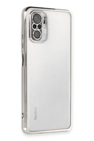Xiaomi Redmi Note 10 Kılıf Lensli Silikon - Gümüş-(5796)