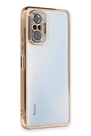 Xiaomi Redmi Note 10 Pro Kılıf Lensli Silikon - Gold-(5796)