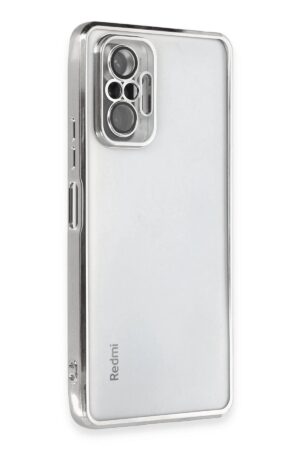 Xiaomi Redmi Note 10 Pro Kılıf Lensli Silikon - Gümüş-(5796)