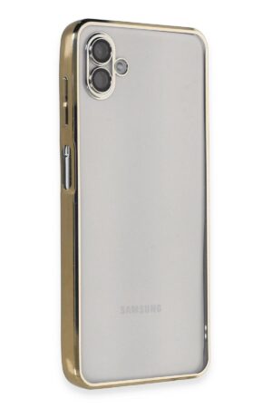 Samsung Galaxy A04 Kılıf Lensli Silikon - Gold-(5796)