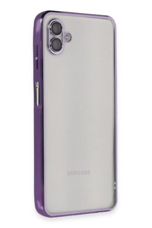 Samsung Galaxy A04 Kılıf Lensli Silikon - Mor-(5796)