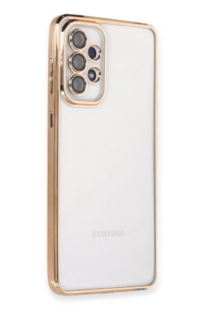 Samsung Galaxy A53 5G Kılıf Lensli Silikon - Gold-(5796)