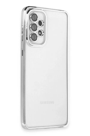Samsung Galaxy A73 5G Kılıf Lensli Silikon - Gümüş-(5796)
