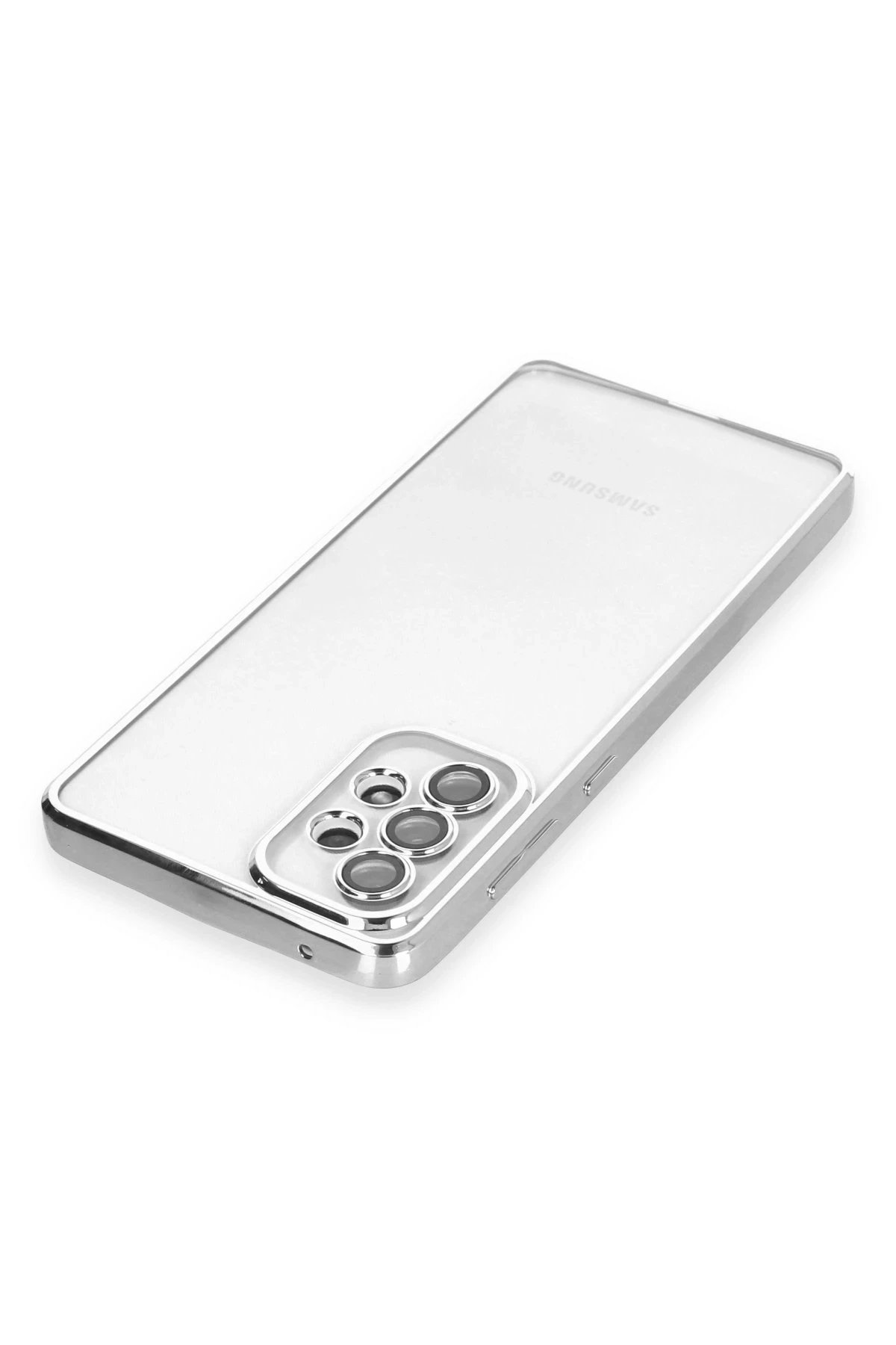 Samsung Galaxy A73 5G Kılıf Lensli Silikon - Gümüş-(5796) - Görsel 3