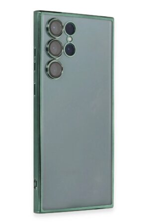 Samsung Galaxy S22 Ultra Kılıf Lensli Silikon - Yeşil-(5796)