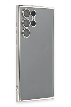 Samsung Galaxy S22 Ultra Kılıf Lensli Silikon - Gümüş-(5796)