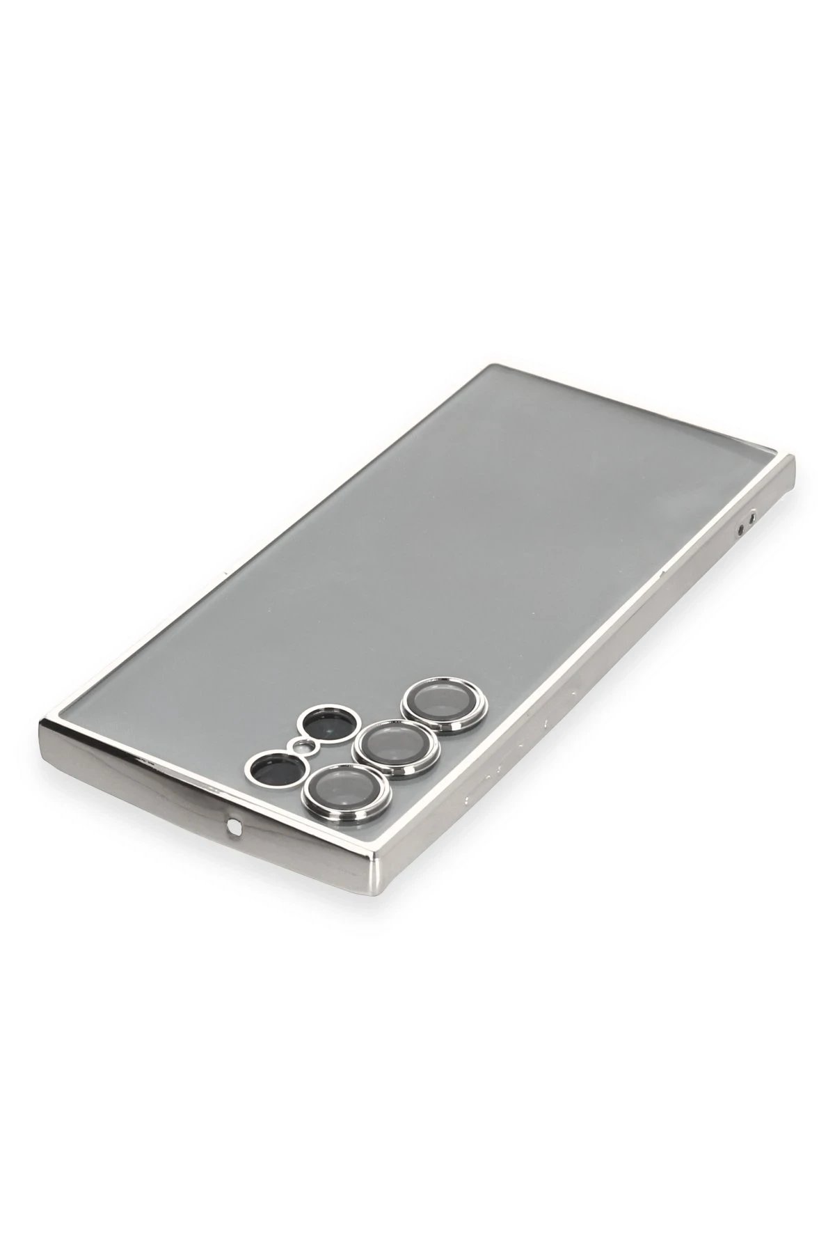 Samsung Galaxy S22 Ultra Kılıf Lensli Silikon - Gümüş-(5796) - Görsel 3