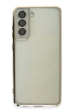 Samsung Galaxy S21 FE Kılıf Lensli Silikon - Gold-(5796)