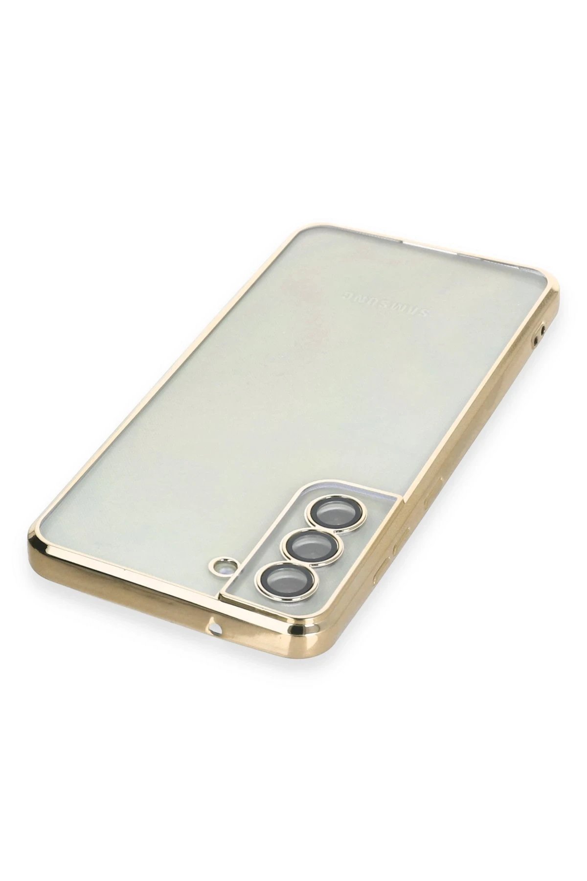 Samsung Galaxy S21 FE Kılıf Lensli Silikon - Gold-(5796) - Görsel 3