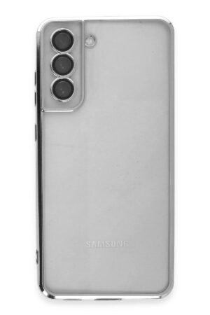 Samsung Galaxy S21 FE Kılıf Lensli Silikon - Gümüş-(5796)