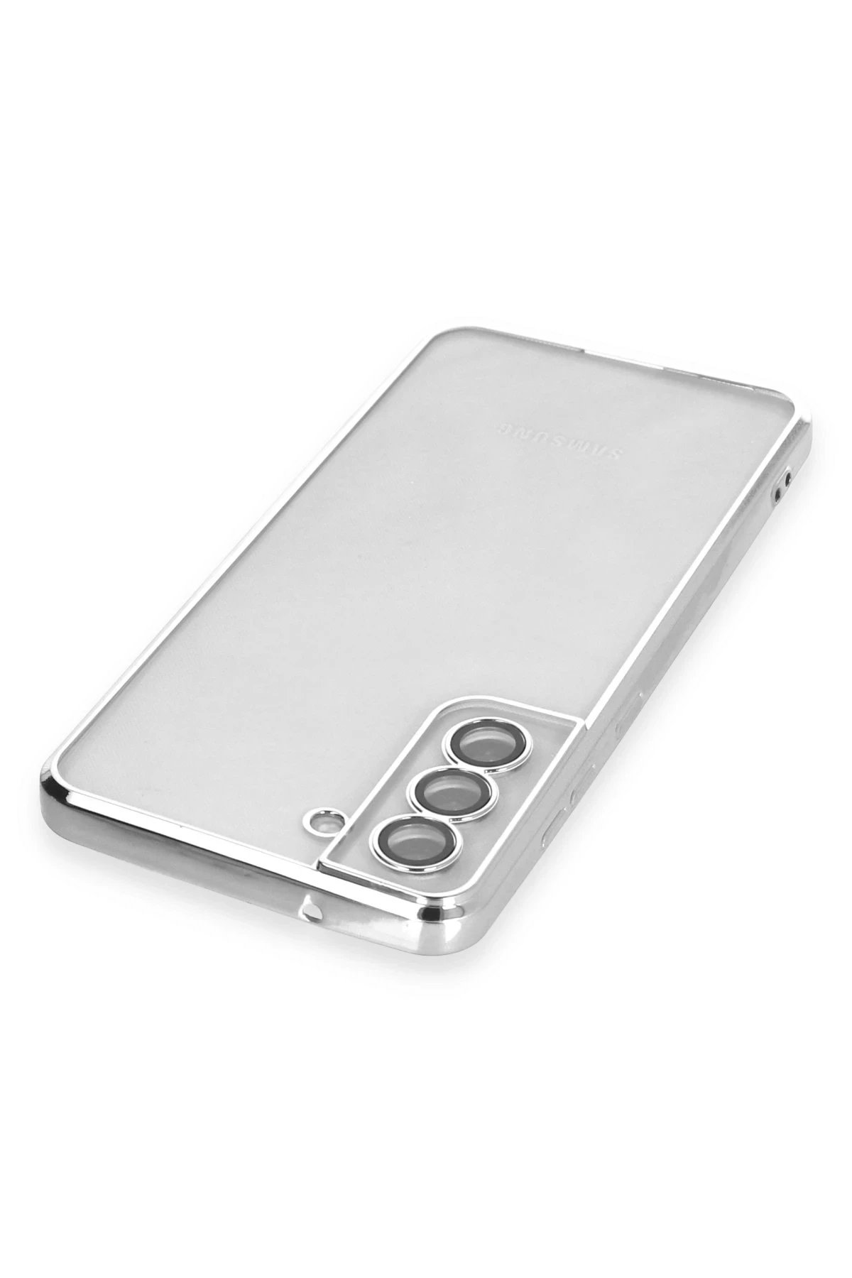 Samsung Galaxy S21 FE Kılıf Lensli Silikon - Gümüş-(5796) - Görsel 3