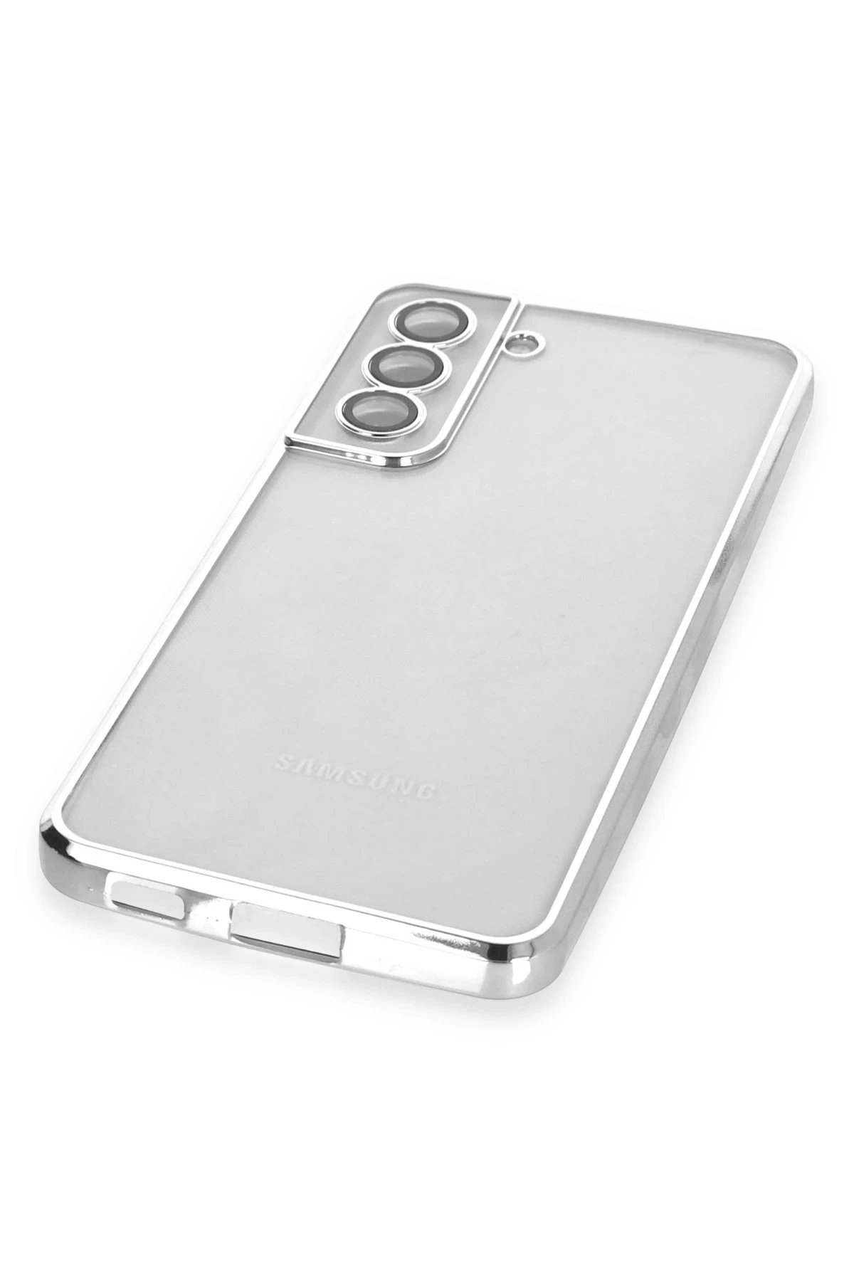 Samsung Galaxy S21 FE Kılıf Lensli Silikon - Gümüş-(5796) - Görsel 4