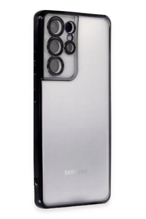 Samsung Galaxy S21 Ultra Kılıf Lensli Silikon - Siyah-(5796)