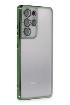 Samsung Galaxy S21 Ultra Kılıf Lensli Silikon - Yeşil-(5796)