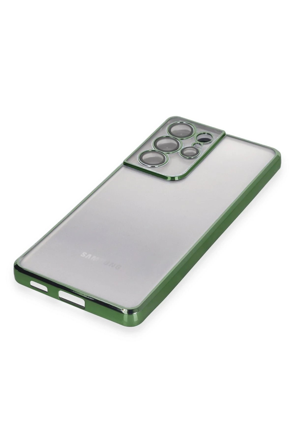 Samsung Galaxy S21 Ultra Kılıf Lensli Silikon - Yeşil-(5796) - Görsel 4