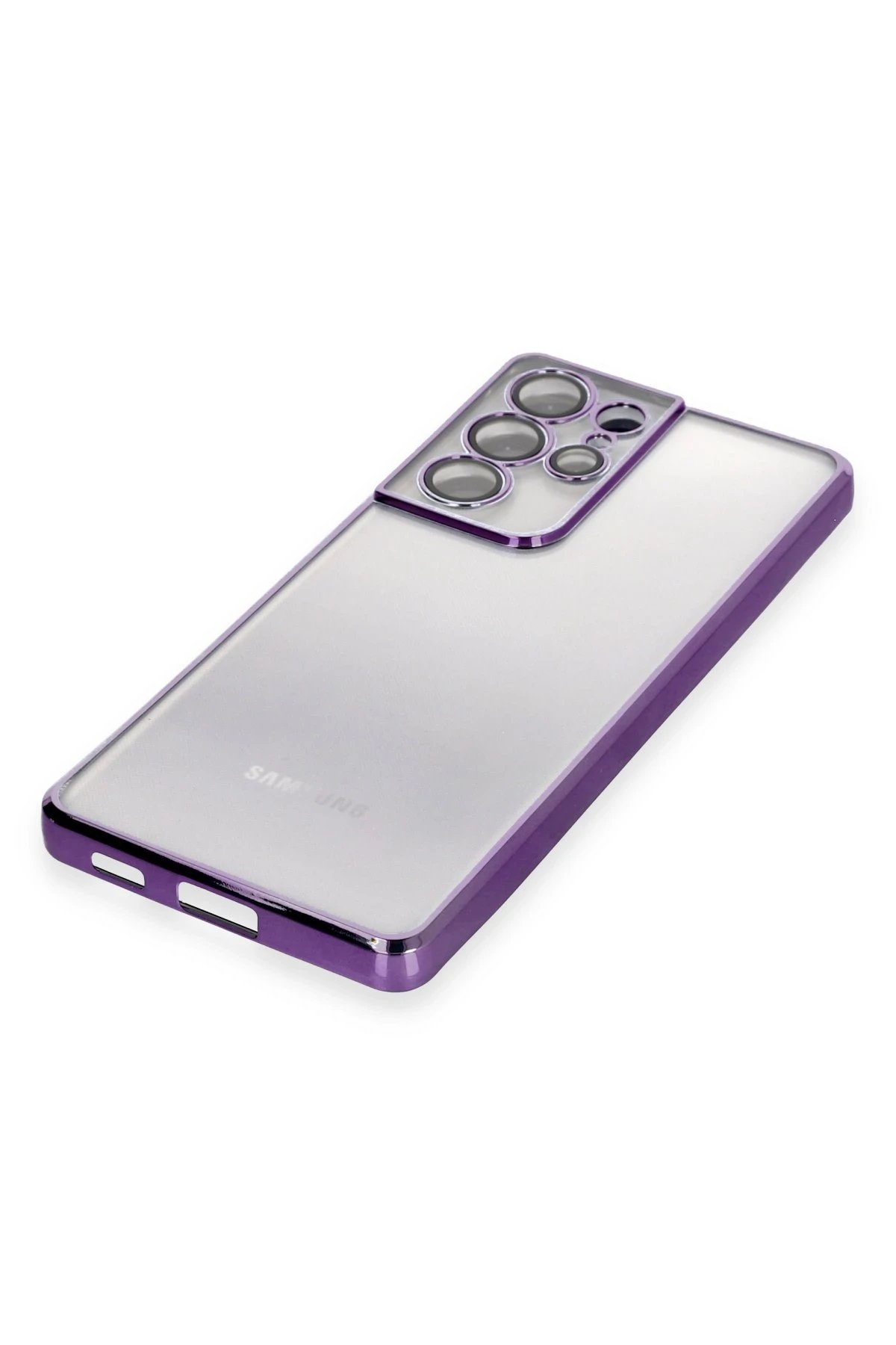 Samsung Galaxy S21 Ultra Kılıf Lensli Silikon - Mor-(5796) - Görsel 4
