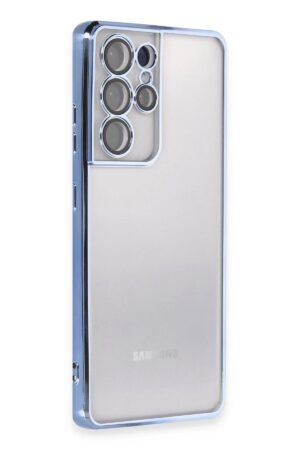 Samsung Galaxy S21 Ultra Kılıf Lensli Silikon - Açık Mavi-(5796)