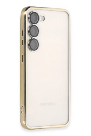 Samsung Galaxy S23 Plus Kılıf Lensli Silikon - Gold-(5796)