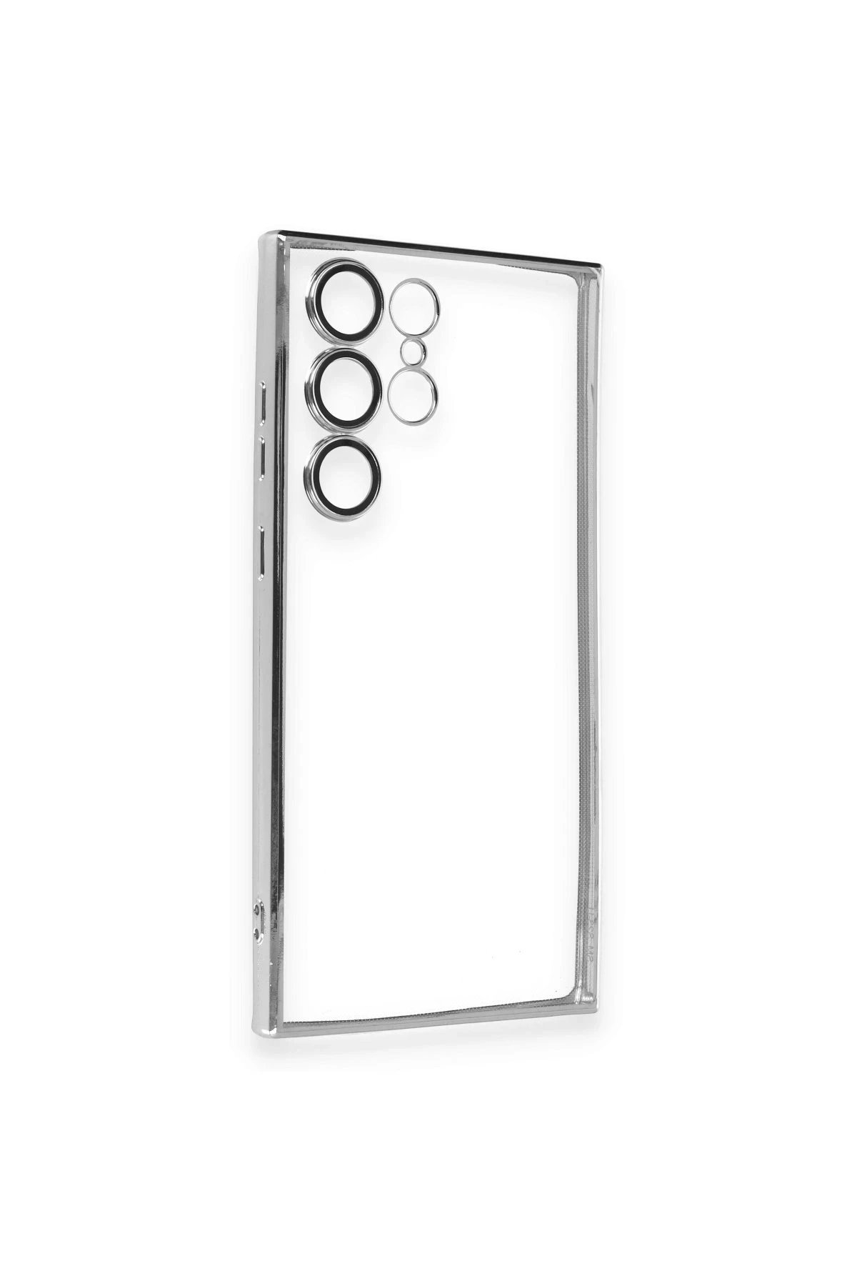 Samsung Galaxy S23 Ultra Kılıf Lensli Silikon - Gümüş-(5796) - Görsel 2