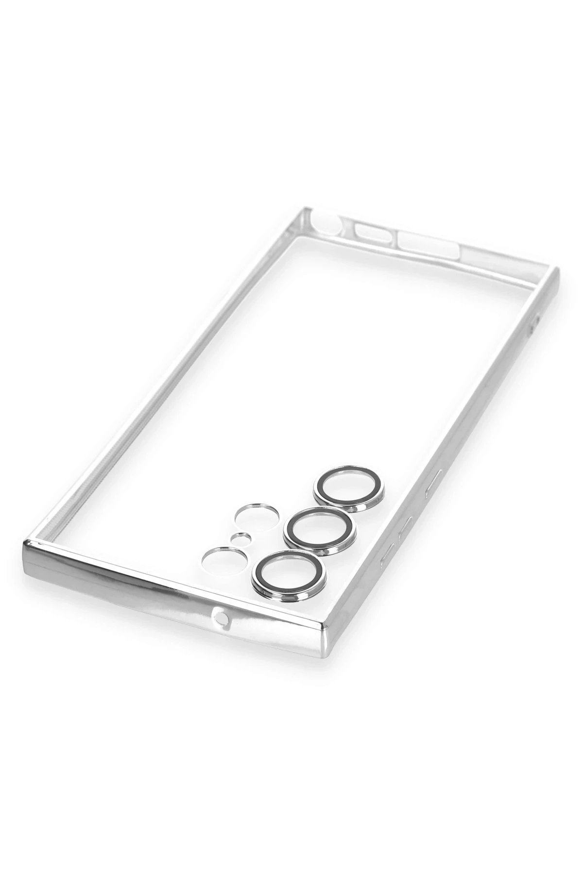 Samsung Galaxy S23 Ultra Kılıf Lensli Silikon - Gümüş-(5796) - Görsel 4