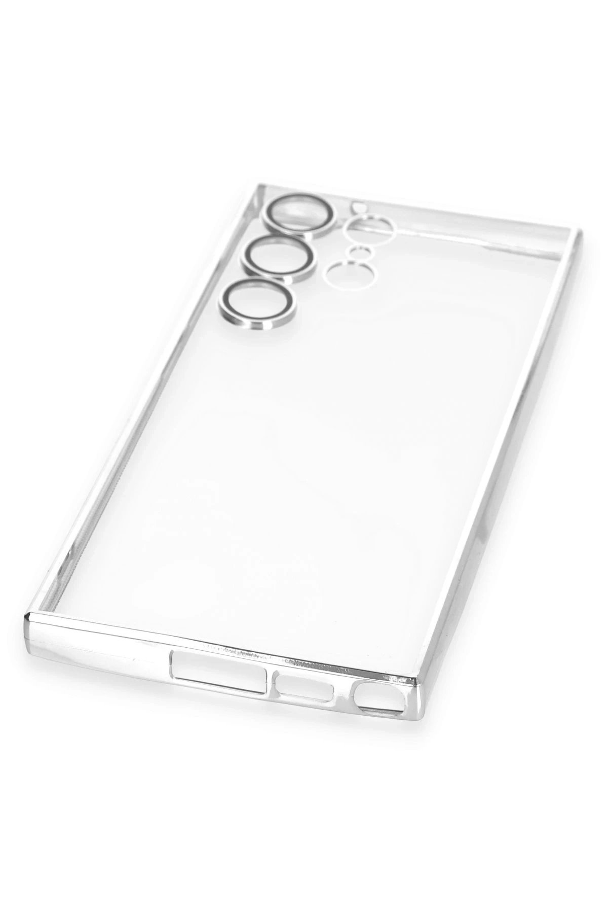 Samsung Galaxy S23 Ultra Kılıf Lensli Silikon - Gümüş-(5796) - Görsel 5