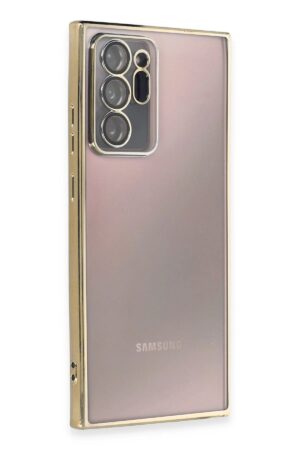Samsung Galaxy Note 20 Ultra Kılıf Lensli Silikon - Gold-(5796)