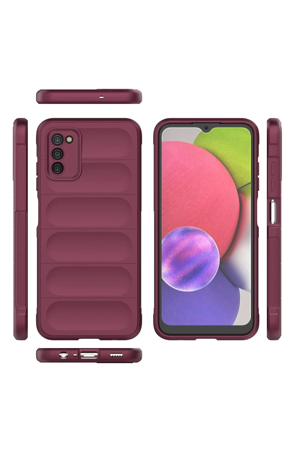 Samsung Galaxy A03S Kılıf Optimum Silikon - Bordo-(5796) - Görsel 3