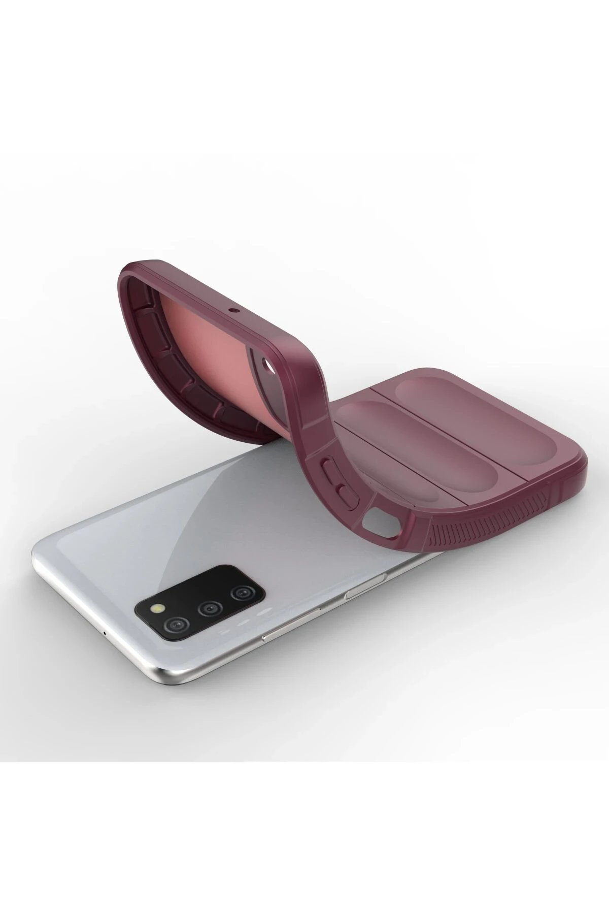 Samsung Galaxy A03S Kılıf Optimum Silikon - Bordo-(5796) - Görsel 4