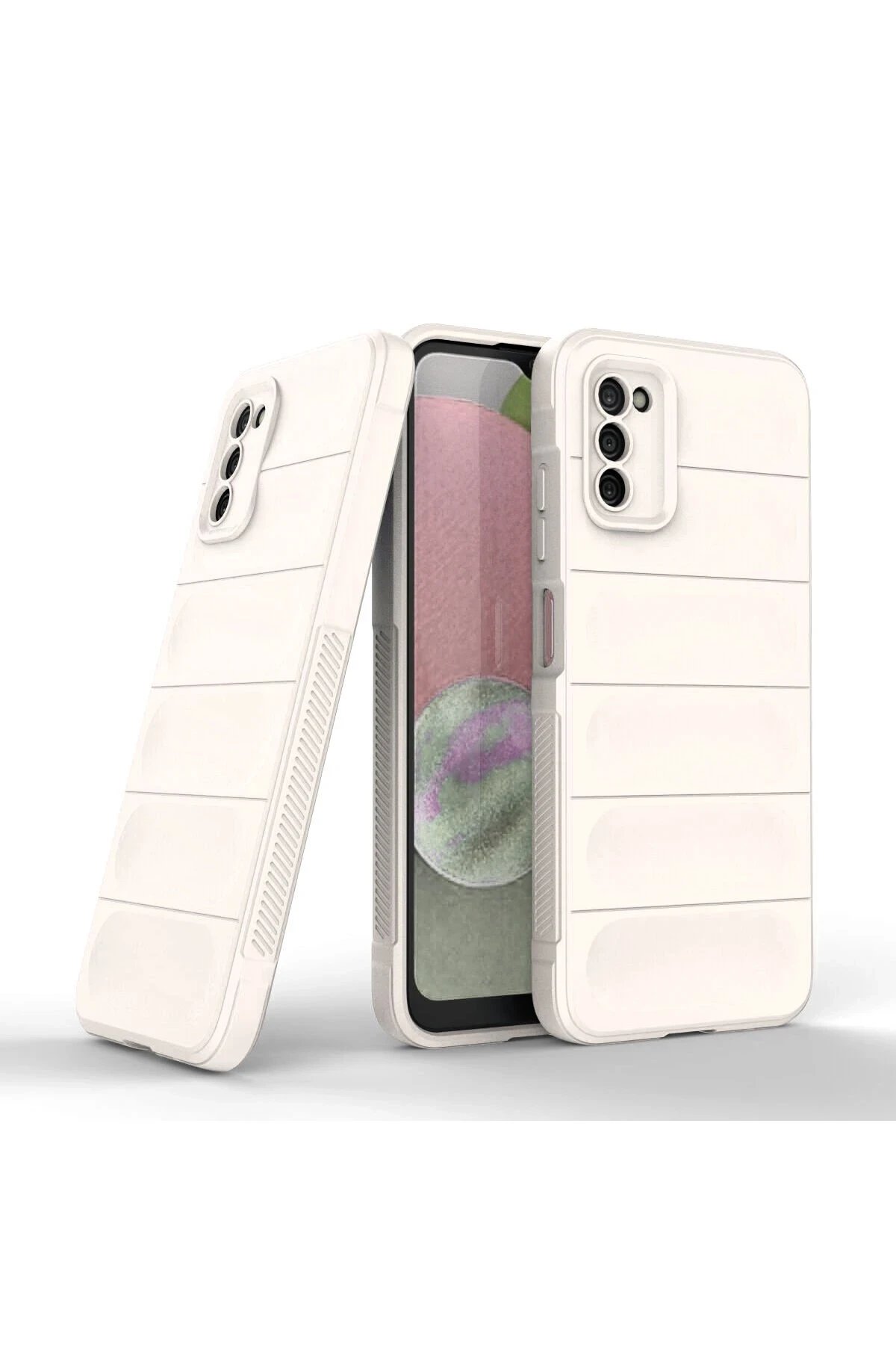 Samsung Galaxy A03S Kılıf Optimum Silikon - Krem-(5796) - Görsel 2