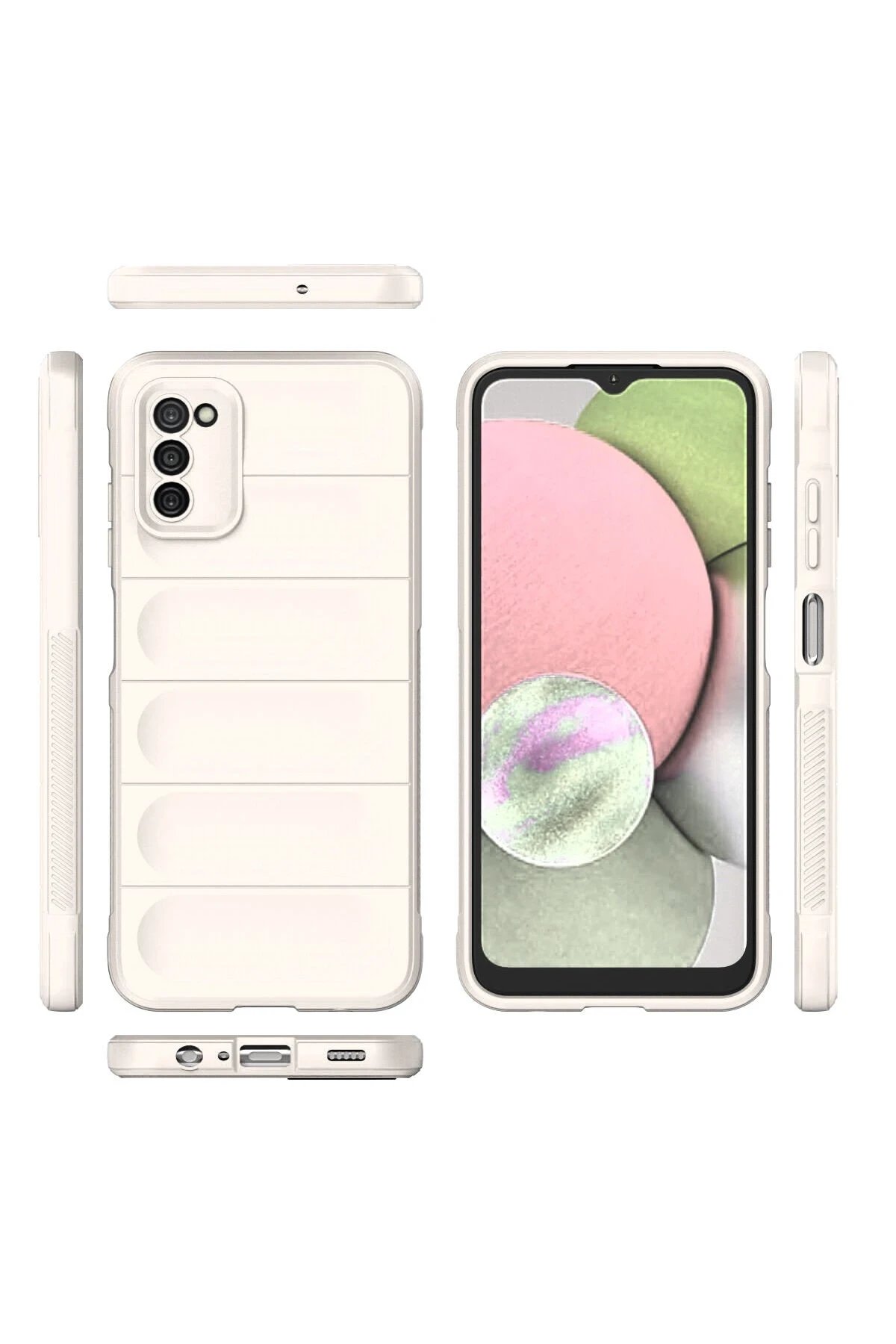 Samsung Galaxy A03S Kılıf Optimum Silikon - Krem-(5796) - Görsel 3