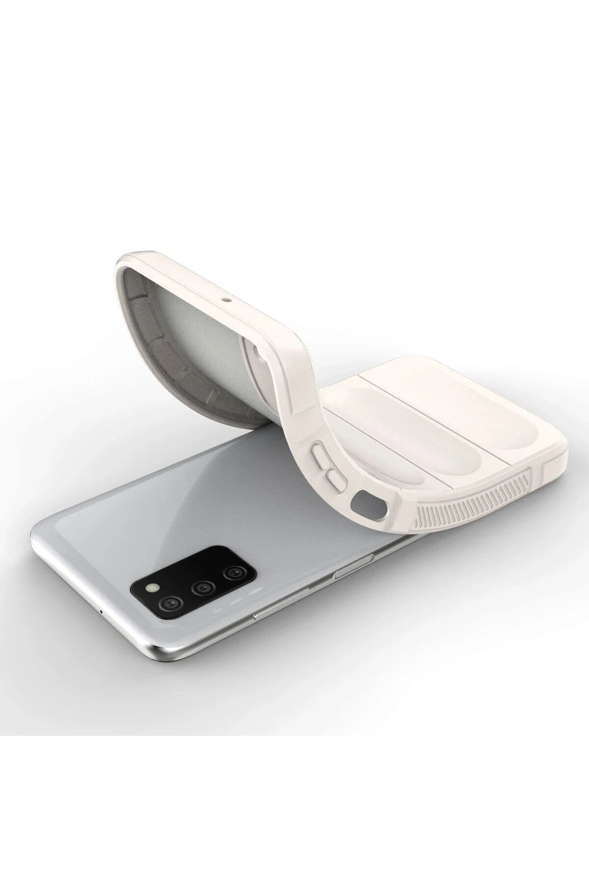 Samsung Galaxy A03S Kılıf Optimum Silikon - Krem-(5796) - Görsel 4