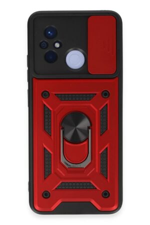 Xiaomi Redmi 12C Kılıf Pars Lens Yüzüklü Silikon - Kırmızı-(5796)