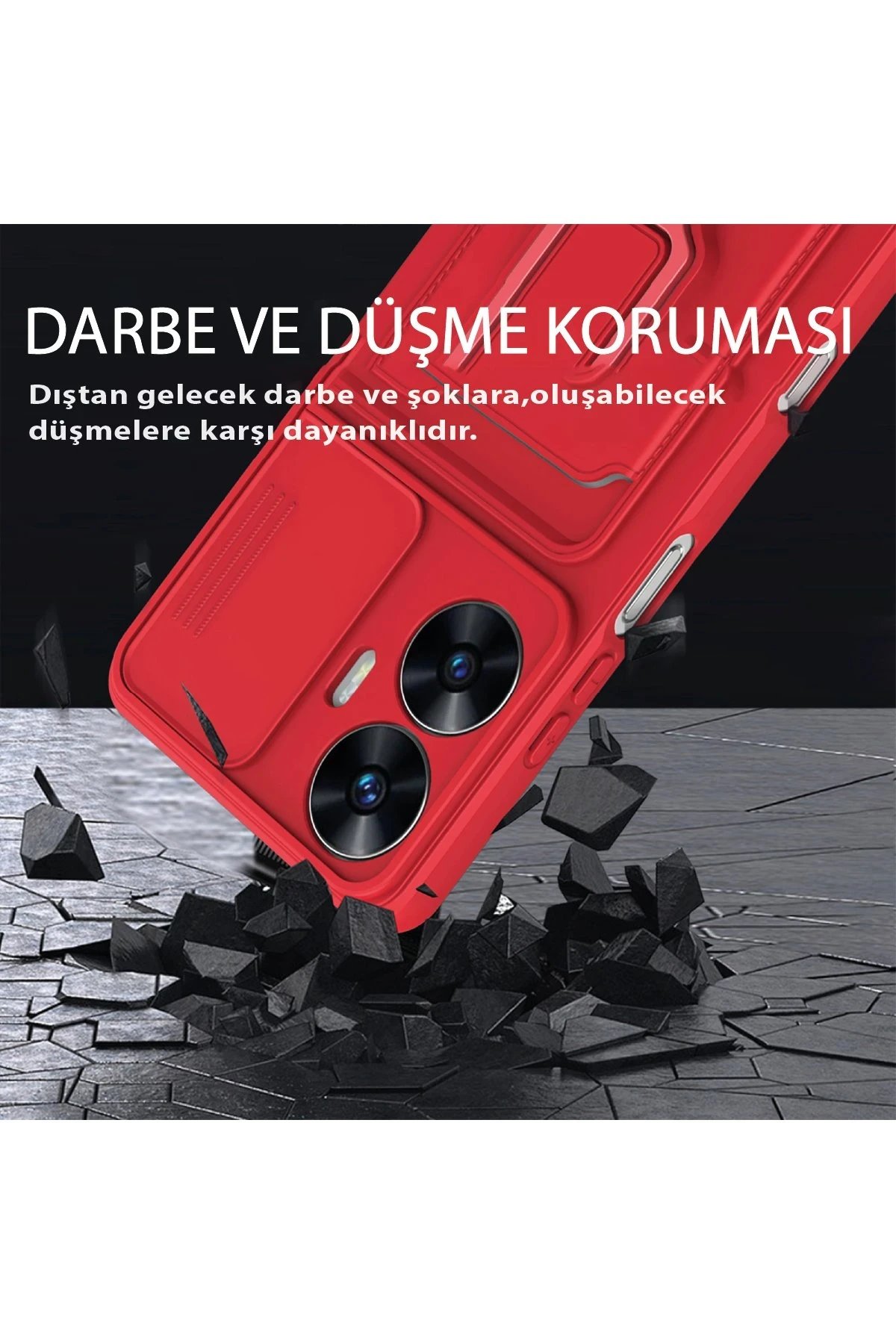 Realme C55 Kılıf Zuma Kartvizitli Yüzüklü Silikon - Siyah-(5796) - Görsel 2