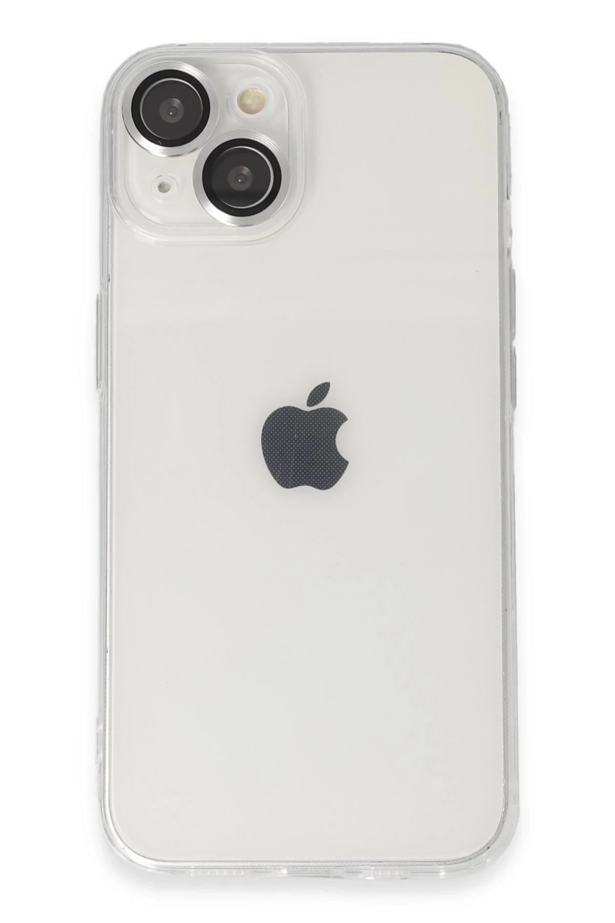 iPhone 14 Kılıf Luko Lens Silikon - Gümüş-(5796)