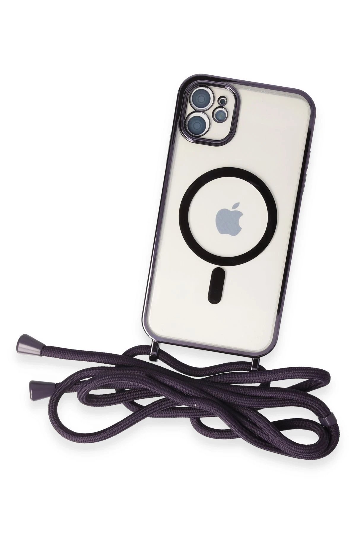 iPhone 11 Kılıf Divo Lazer Askılı Magsafe Kapak - Derin Mor-(5796) - Görsel 3