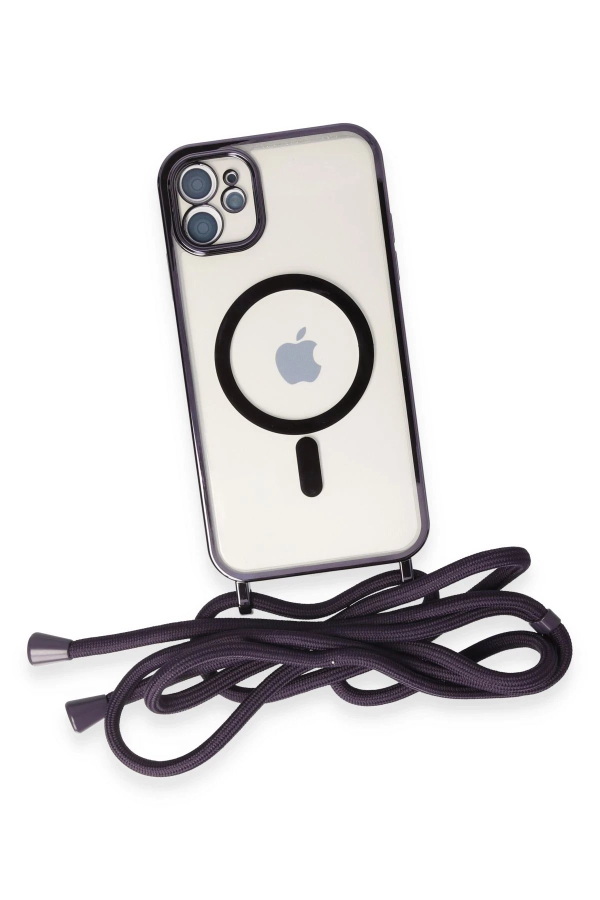 iPhone 11 Kılıf Divo Lazer Askılı Magsafe Kapak - Derin Mor-(5796) - Görsel 4