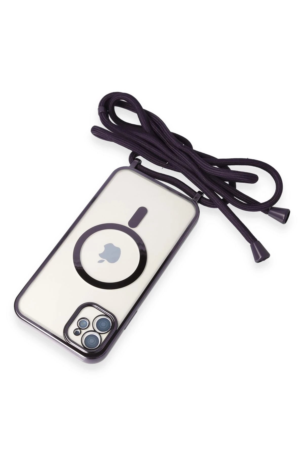 iPhone 11 Kılıf Divo Lazer Askılı Magsafe Kapak - Derin Mor-(5796) - Görsel 5
