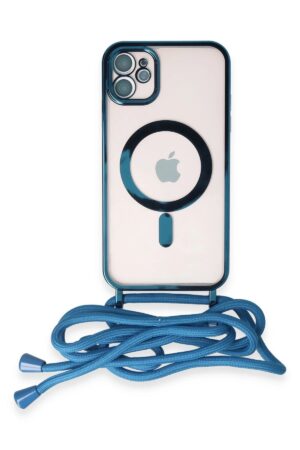 iPhone 11 Kılıf Divo Lazer Askılı Magsafe Kapak - Sierra Blue-(5796)