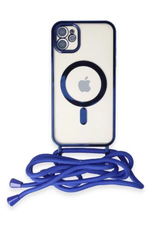 iPhone 11 Kılıf Divo Lazer Askılı Magsafe Kapak - Mavi-(5796)