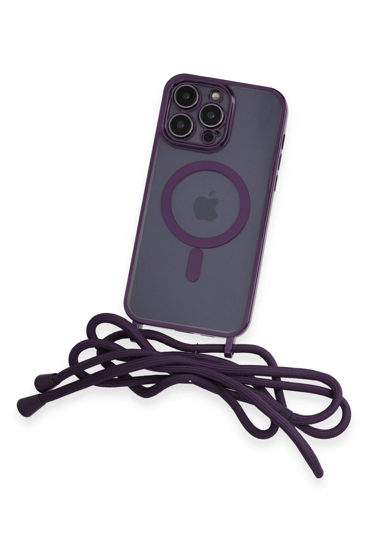 iPhone 12 Pro Kılıf Divo Lazer Askılı Magsafe Kapak - Derin Mor-(5796) - Görsel 3