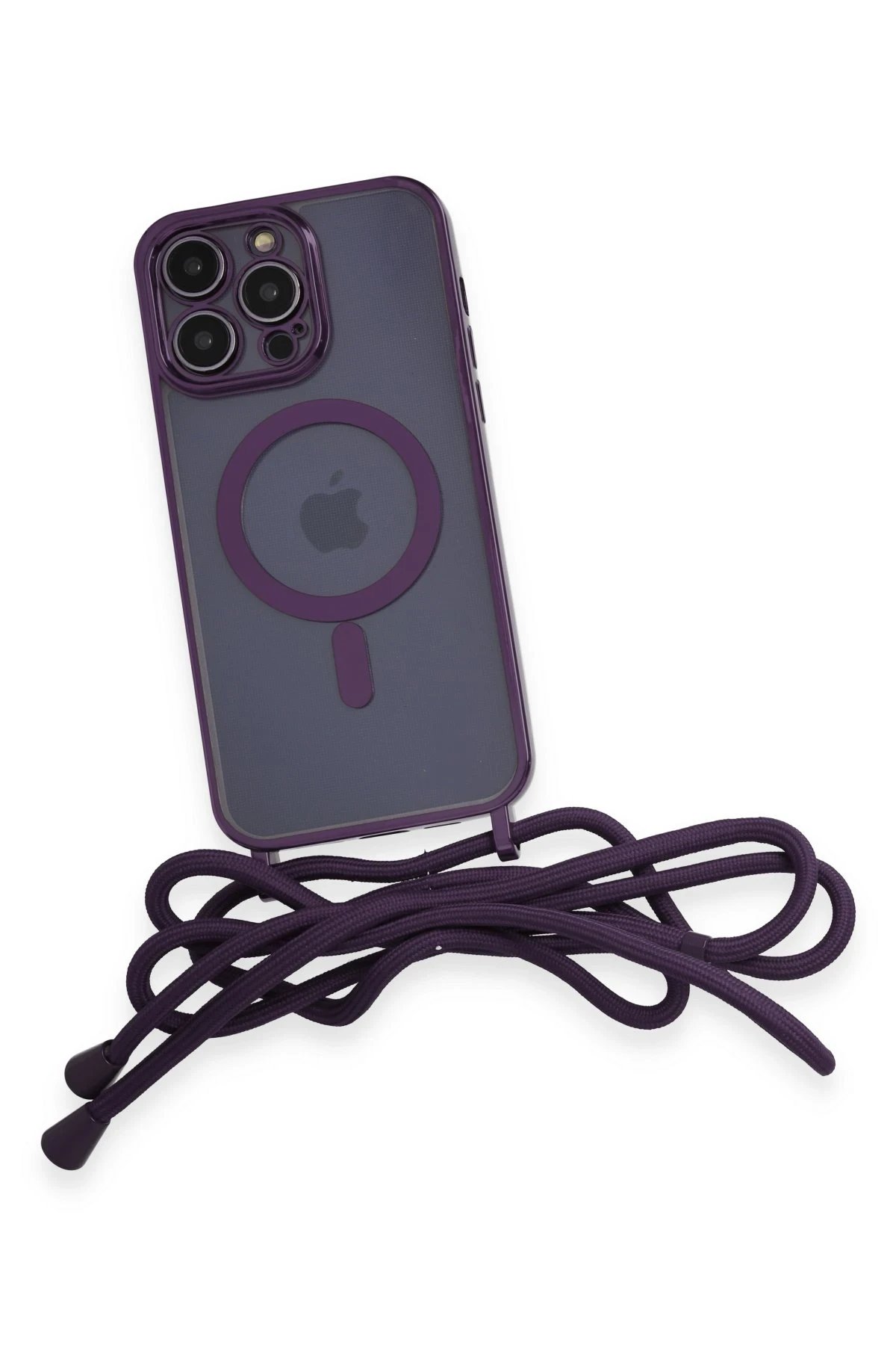 iPhone 12 Pro Kılıf Divo Lazer Askılı Magsafe Kapak - Derin Mor-(5796) - Görsel 4