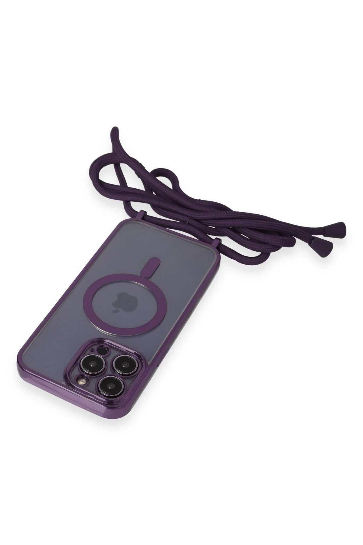 iPhone 12 Pro Kılıf Divo Lazer Askılı Magsafe Kapak - Derin Mor-(5796) - Görsel 5