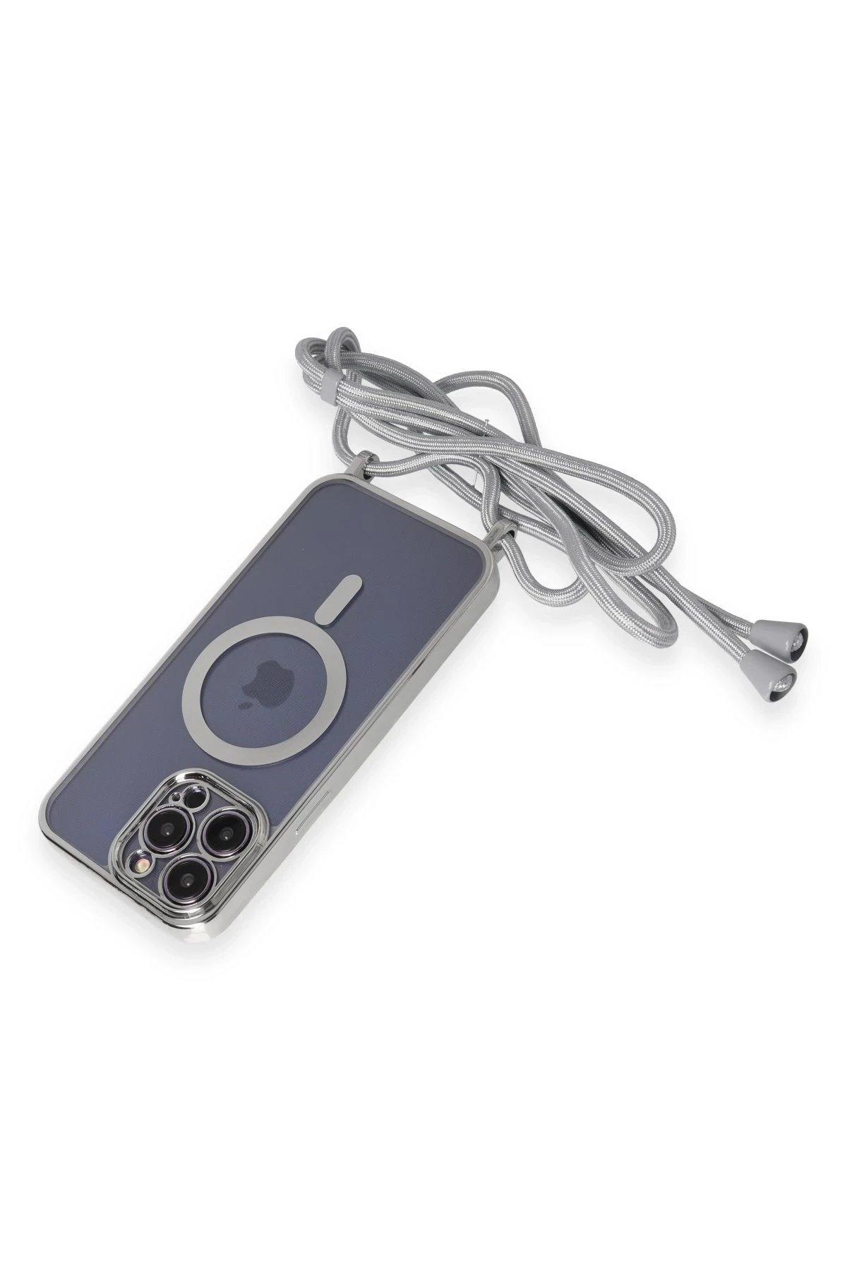 iPhone 12 Pro Max Kılıf Divo Lazer Askılı Magsafe Kapak - Gümüş-(5796) - Görsel 5