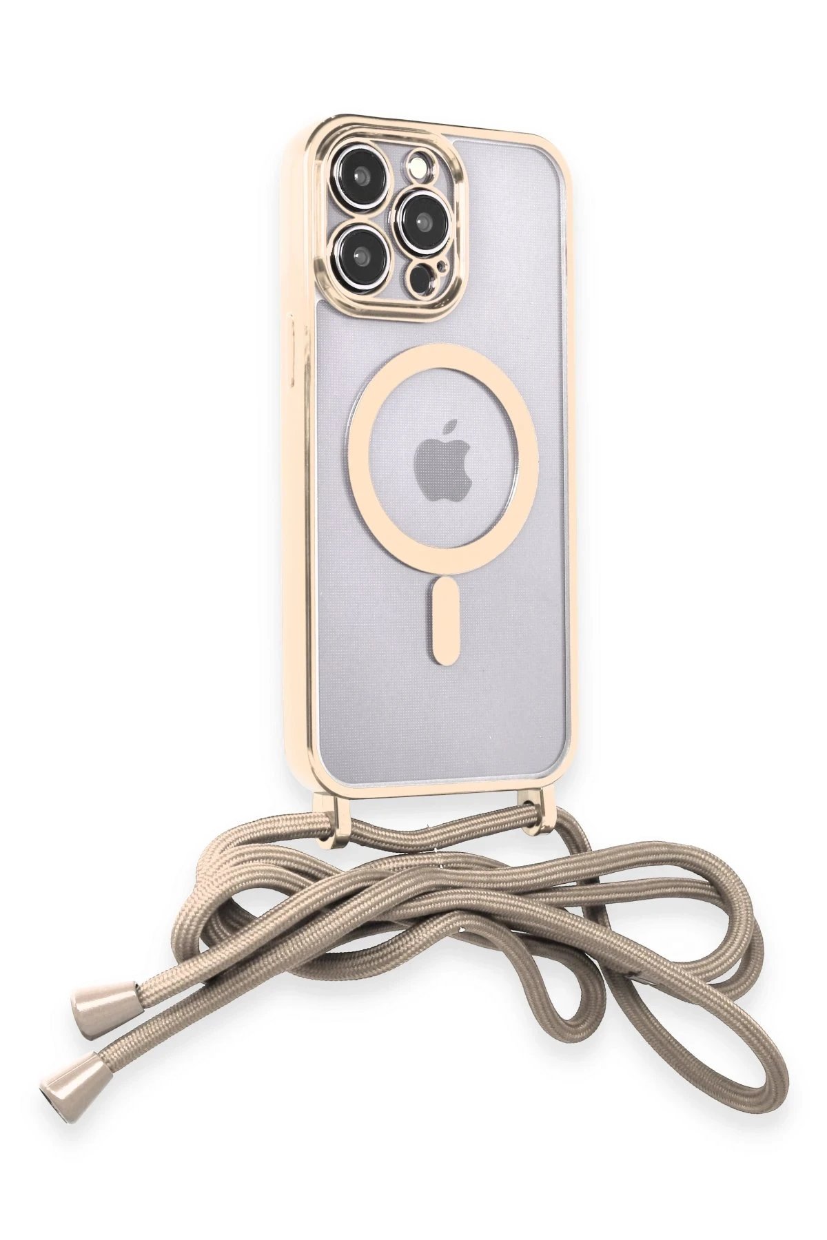 iPhone 13 Pro Kılıf Divo Lazer Askılı Magsafe Kapak - Gold-(5796) - Görsel 2