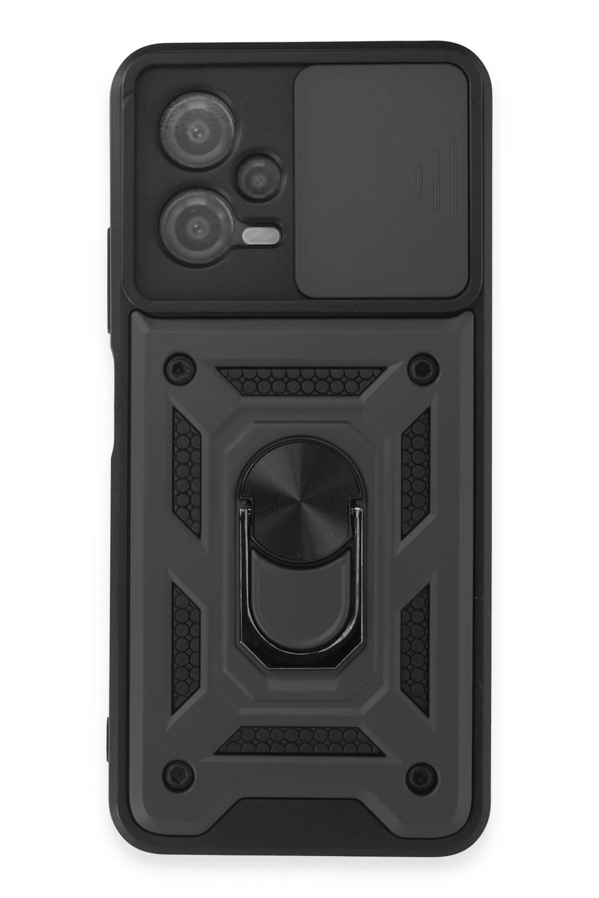 Xiaomi Redmi Note 12 5G Kılıf Pars Lens Yüzüklü Silikon - Siyah-(5796)