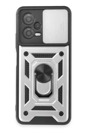 Xiaomi Redmi Note 12 5G Kılıf Pars Lens Yüzüklü Silikon - Gümüş-(5796)