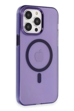 iPhone 14 Pro Kılıf Tron Şeffaf Magsafe Kapak - Derin Mor-(5796)