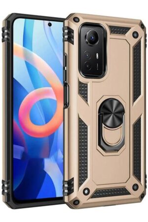 Xiaomi Redmi Note 12S Kılıf Sofya Yüzüklü Silikon Kapak - Gold-(5796)