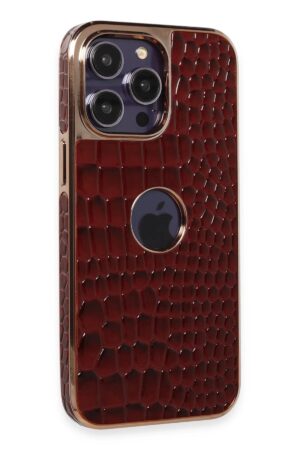 iPhone 13 Pro Max Kılıf Snake Kapak - Bordo-(5796)